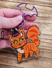 Load image into Gallery viewer, Pumpkin Witchy Kitty Acrylic Keychain