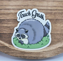 Load image into Gallery viewer, Touch Grass Chunky Raccoon Sticker