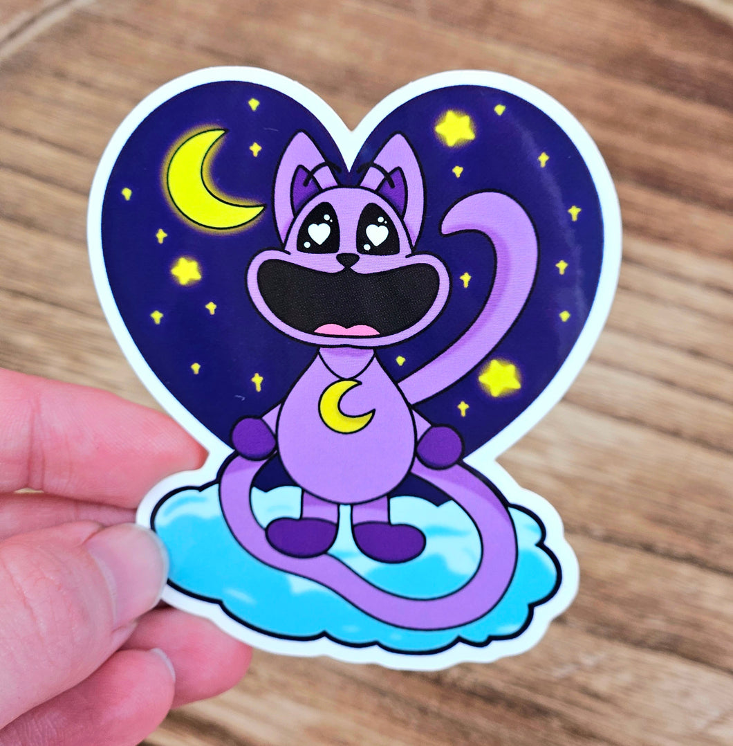 Sleepy Purple Cat Sticker