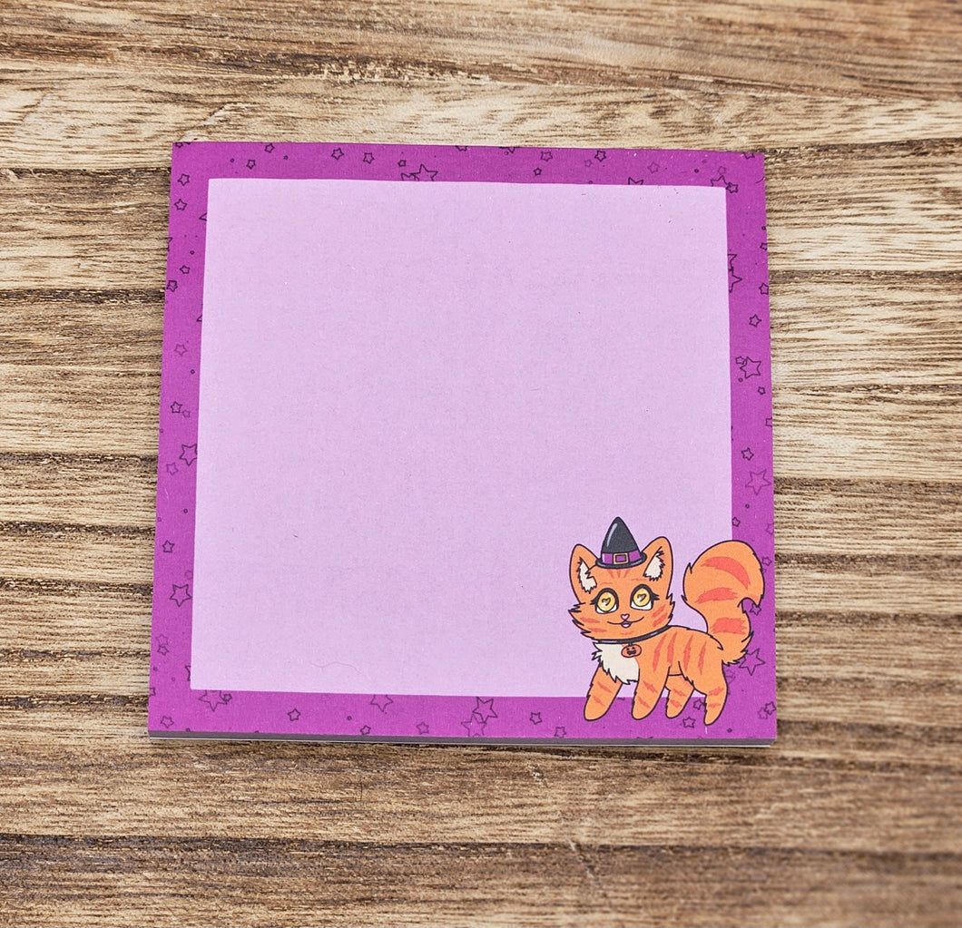 Pumpkin Witchy Kitty Sticky Notepad