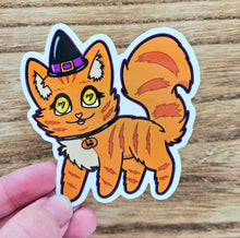 Load image into Gallery viewer, Pumpkin Witchy Kitty Sticker
