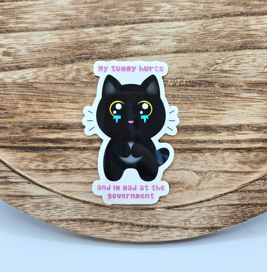 Tummy Ache Cat Sticker
