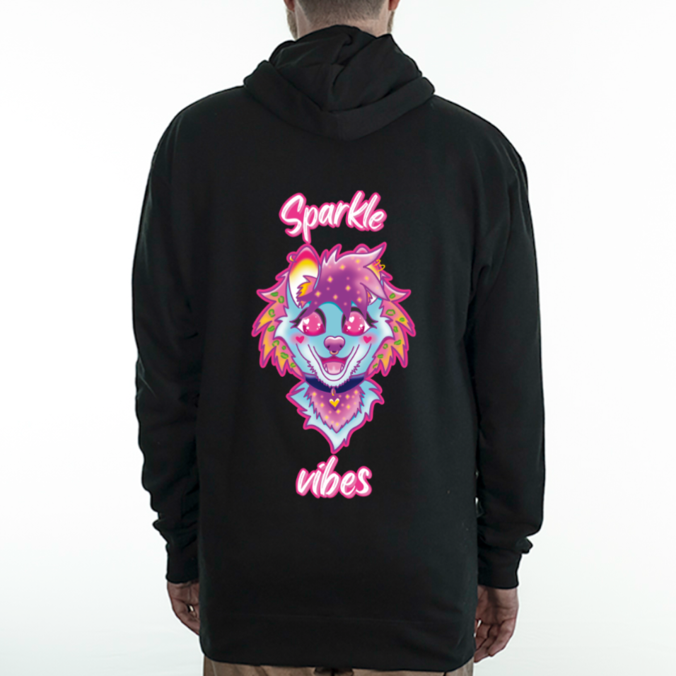 Sparkle Dog Vibes Black Furry Hoodie *PRE ORDER*